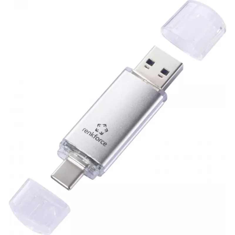 “Renkforce” RF-USBOS-220 USB atmintukas 32 GB sidabrinis RF-6684362 USB-A, USB-C® (RF-6684362)