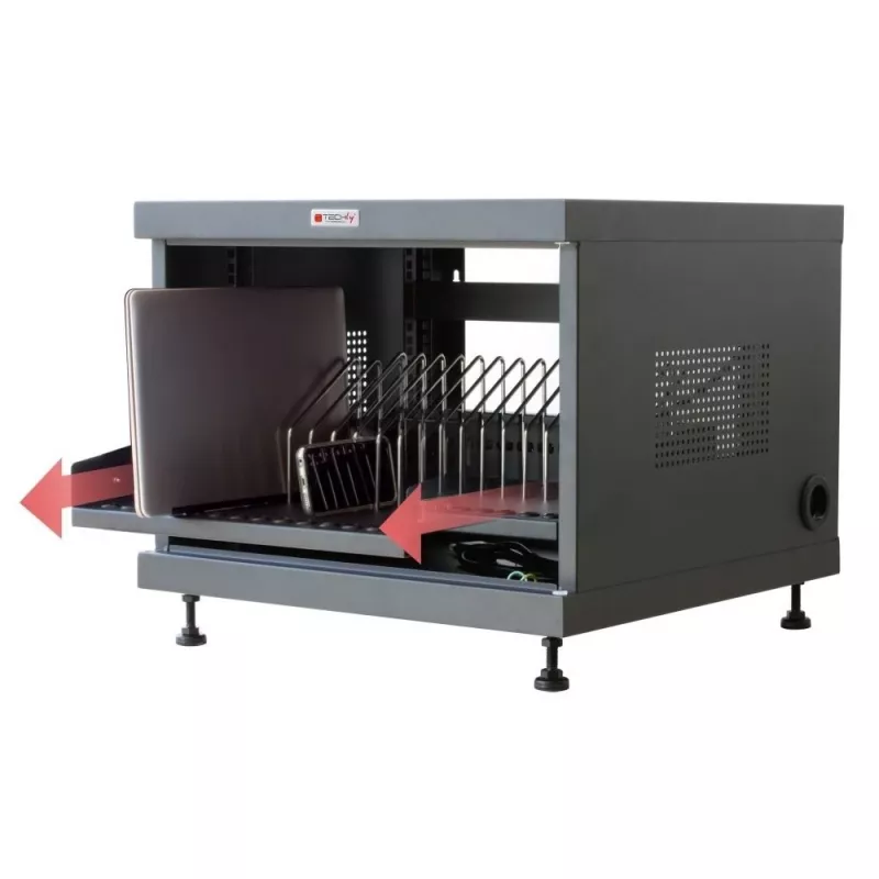Stovo lentyna TECHLY 367652 kabelių tvarkyklė su 3M lipniu montavimu, plieninė, 550×550×410 mm, juoda