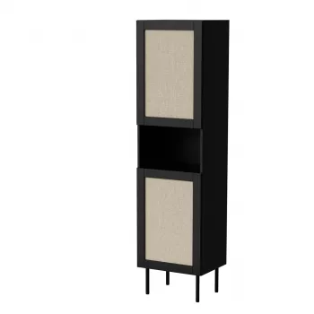 Spintelė cama meble JUTA 50×39,5×190 cm, pastatoma prie sienos, juoda su linol calabria apdaila