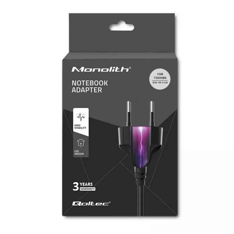 Nešiojamojo kompiuterio maitinimo adapteris Qoltec Toshiba 65W 3.42A 19V 5.5x2.5 50073.65W