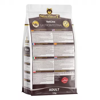 Sausas šunų maistas Wolfsblut VetLine Gastrointestinal Duck 2 kg — veterinarinė dieta virškinimui palaikyti, 20% baltymų, 10% riebalų