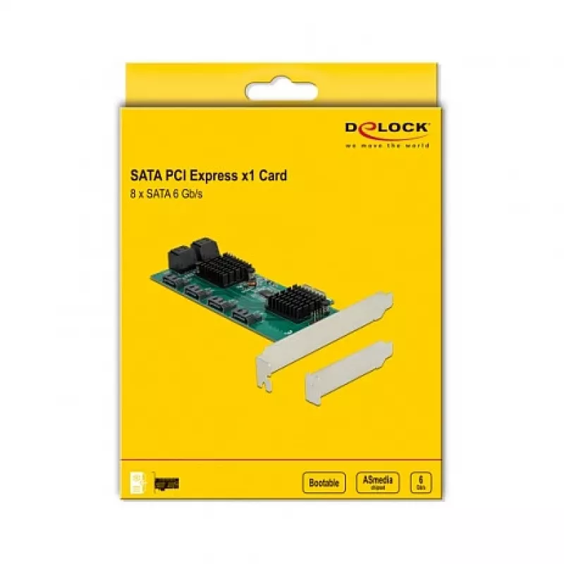 DeLOCK 8 prievadų SATA PCI Express x1 kortelė, žemo profilio formos faktorius