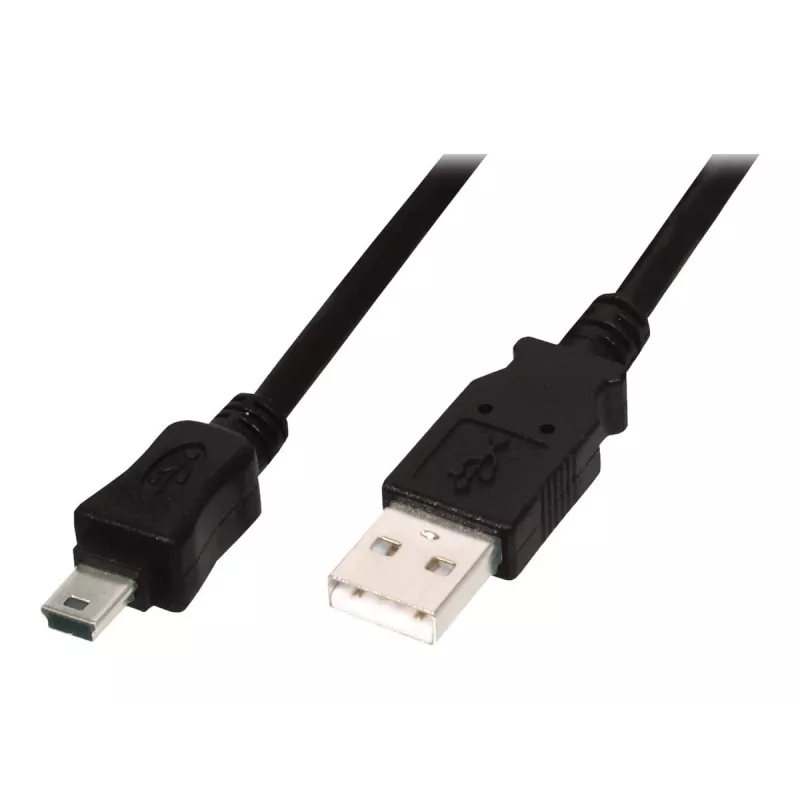 Digitus ASSMANN - USB laidas - USB Type A, 4 kontaktų (V) - Mini-USB, Type B (V) - 1 m (USB / Hi-Speed USB) - Formuotas - Juodas (AK-300108-010-S)