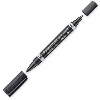 Nuolatinis žymeklis Staedtler Lumocolor Duo smulkus/apvalus antgalis, juodas