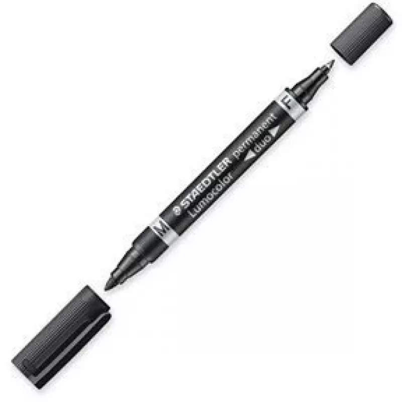 Nuolatinis žymeklis Staedtler Lumocolor Duo smulkus/apvalus antgalis, juodas