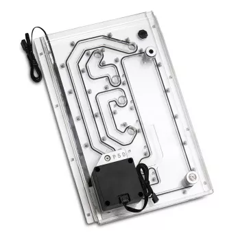 Vandens blokas BitsPower BPTA-WDPO11DS-P5D — skaidrus, 207×317×66,3 mm, 1/4 colio sriegis, 12 V/20 W