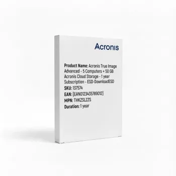 Acronis True Image Advanced - 5 kompiuteriams + 50 GB Acronis Cloud Storage - 1 metų prenumerata - ESD-DownloadESD