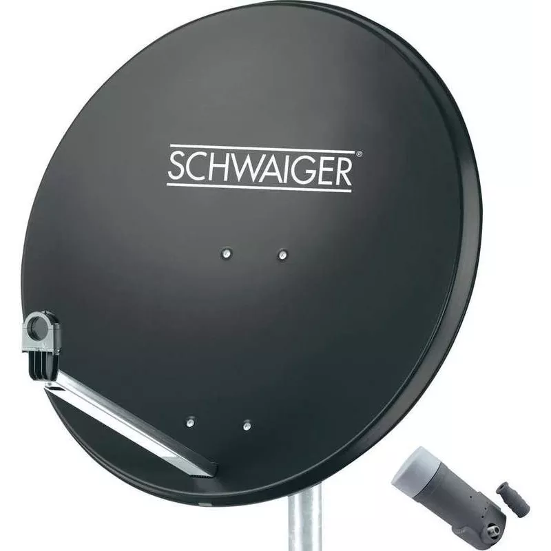 SCHWAIGER SAT sistema, 80 cm, 1 dalyviui, Single LNB, antracitas