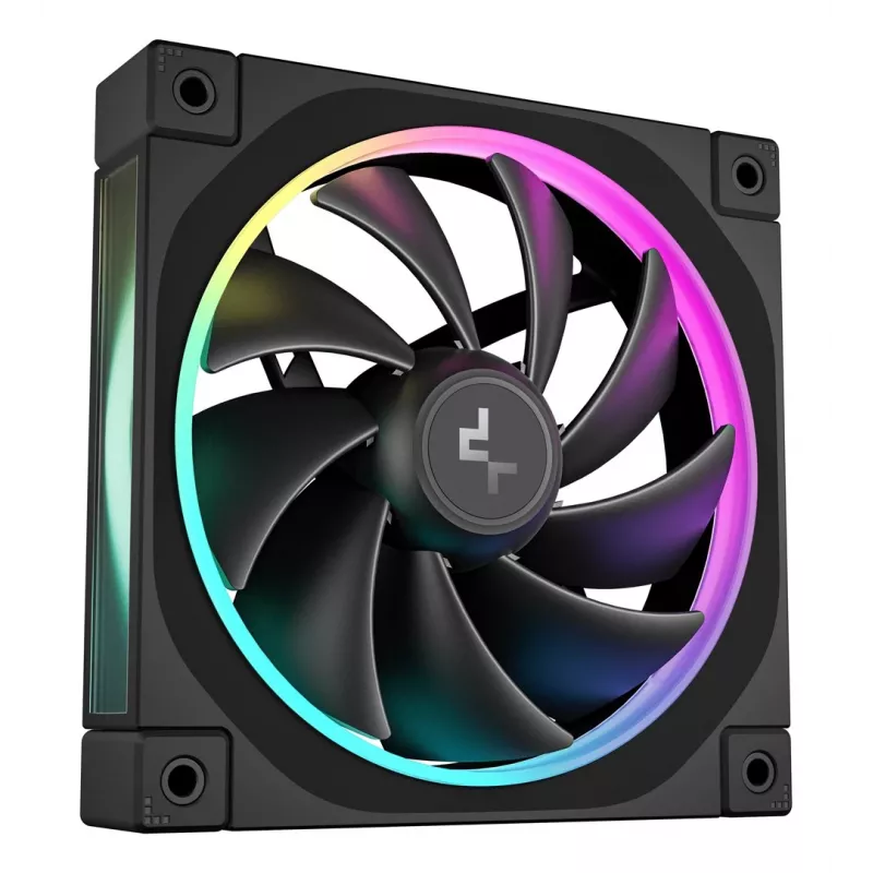 120 mm PC ventiliatorius DeepCool FL12 3-in-1 Juoda, 120×25 mm, 2150 RPM, Fluid Dynamic Bearing, PWM, 55 CFM, 32 dB, 3 vnt. pakuotė