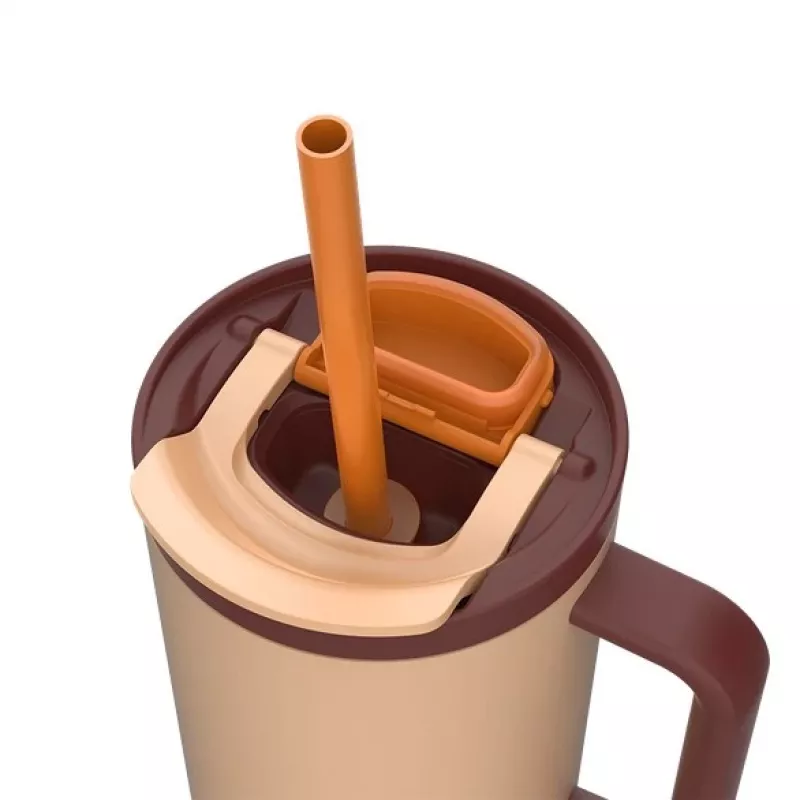 Termo puodelis su teleskopiniu šiaudeliu Kambukka Rio Tumbler 950ml Almond Dream
