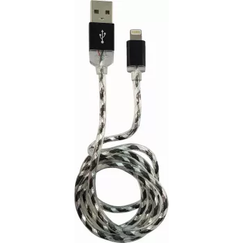 LC-POWER kabelis USB-Lightning-1M-8 1 m juoda/sidabrinė, USB A į Lightning (LC-C-USB-LIGHTNING-1M-8)