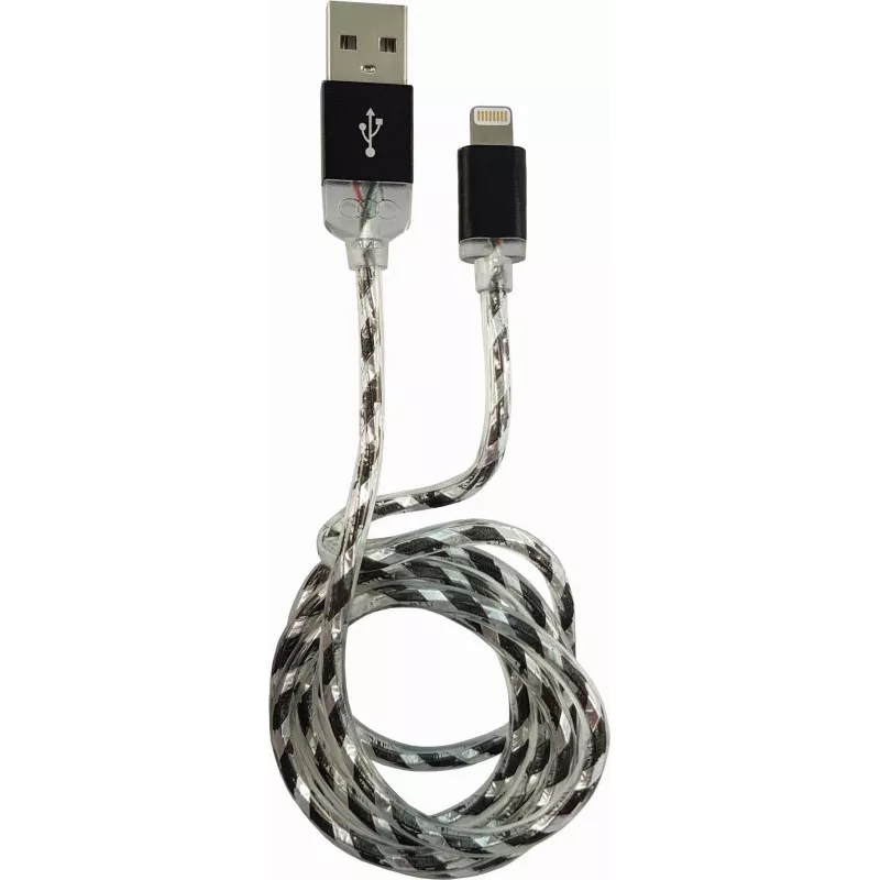 LC-POWER laidas USB-Lightning-1M-8 1m juodas/sidabrinis, USB A į Lightning (LC-C-USB-LIGHTNING-1M-8)