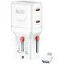 Kelioninis įkroviklis World 65W USB-C + USB-A baltas
