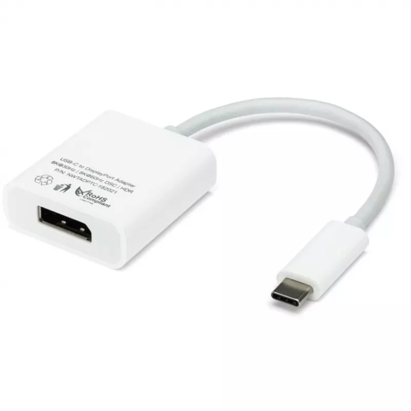 USB adapteris, USB-C kištukas > DisplayPort lizdas (balta, 11 cm)