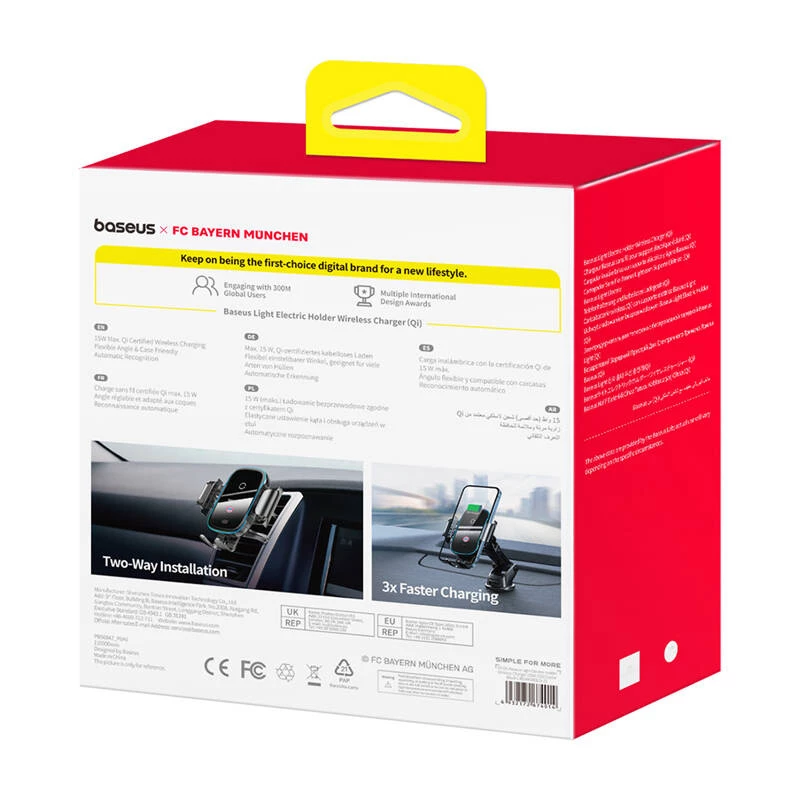 Automobilio laikiklis Baseus C40344000113-Z1 su 15W belaidžiu įkrovikliu, juodas