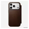 Odinis aplanko tipo telefono dėklas Nomad Modern Leather Folio, skirtas iPhone 17 Pro — rudas, tinka 6,3 colio (16 cm) ekranui, 4 kortelių kišenės