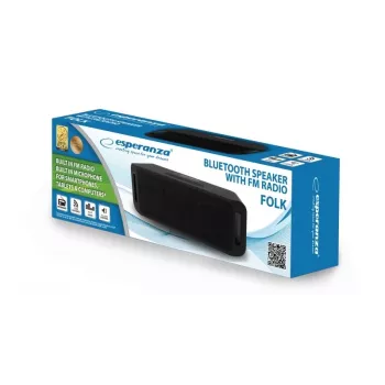 Stereo nešiojamas garsiakalbis ESPERANZA FOLK Juoda — 6 W RMS, Bluetooth, MicroSD, LiPo baterija