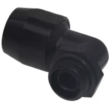 Alphacool HF įsukama jungtis TPV Metal - 90° pasukama 12,7/7,6 mm - juoda (17455)