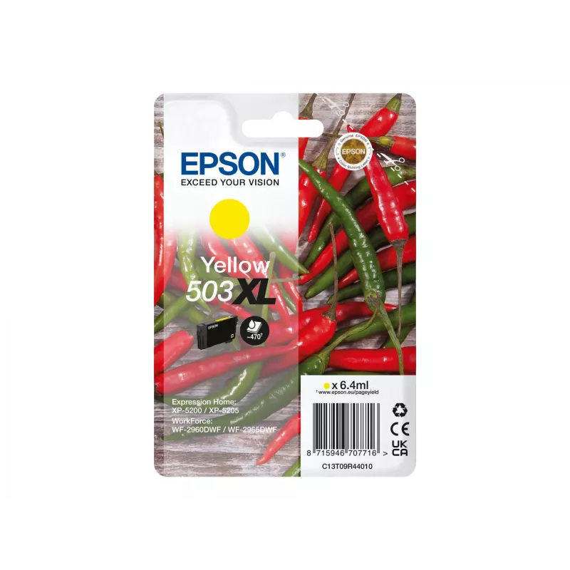 Rašalo kasetė Epson 503XL geltona, Originali didelės (XL) talpos, 6,4 ml, vienos pakuotėje