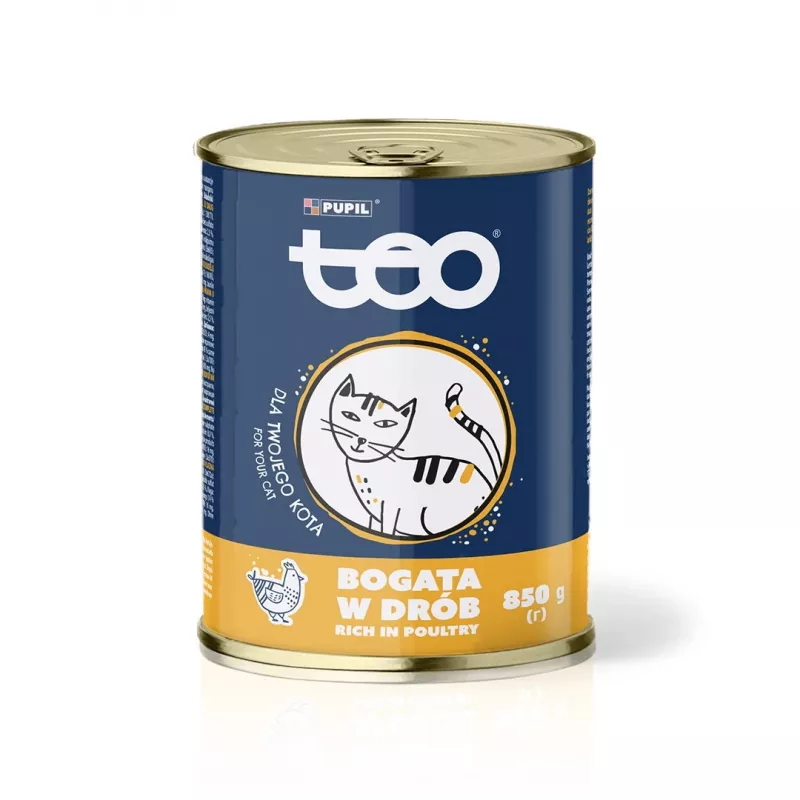 TEO, daug paukštienos – šlapias kačių maistas – 850g