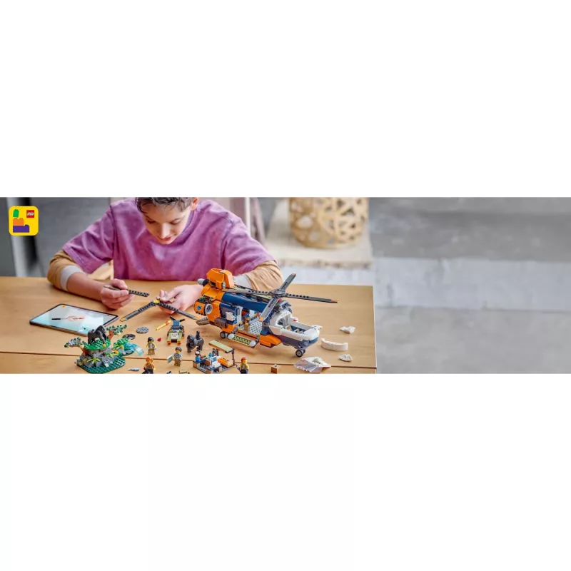 LEGO City 60437 Džiunglių tyrinėtojų sraigtasparnis bazinėje stovykloje