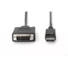 Digitus - DisplayPort kabelis - DisplayPort (M) - DVI-D (M) - 5,0 m (DisplayPort 1.2) - Lietas, varžteliai - Juoda (AK-340301-050-S)