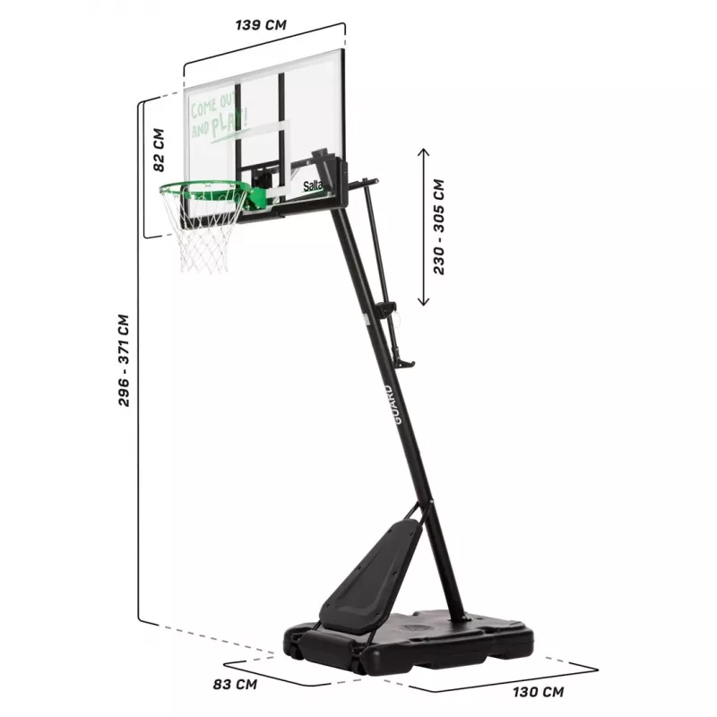 Stovas krepšinio lankui Salta Guard 138 x (296–371) x 240 cm, modelis 5134
