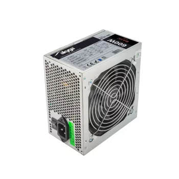 Akyga Basic AK-B1-600 ATX maitinimo blokas 600 W, 120 mm ventiliatorius, pasyvus PFC, pilkas