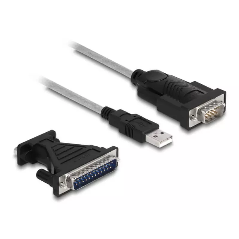 DeLOCK adapteris USB 2.0 Type-A į nuoseklųjį RS-232 D-Sub 9 + D-Sub 25
