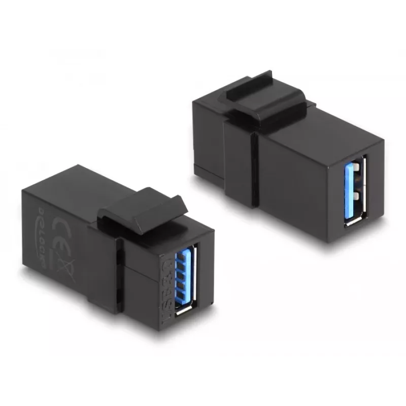 DeLOCK Keystone modulis USB 3.0 A jungtis-į jungtį, juoda, 1:1