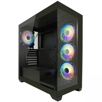 LC-Power korpusas MidiTower 715B juodas USB3.2/Garso be maitinimo šaltinio SEAMLESS_X (LC-715B-ON)