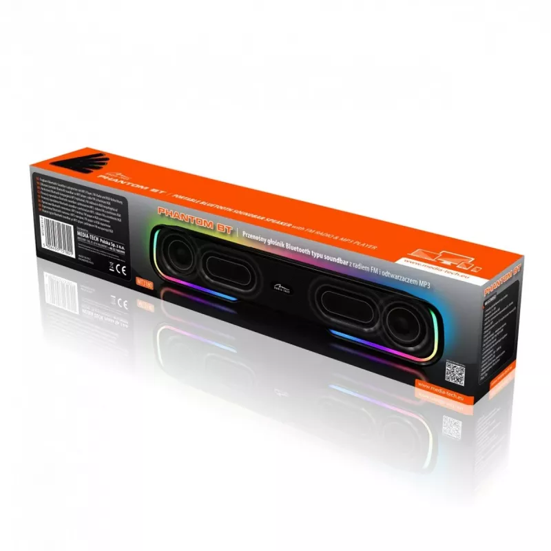 Garsiakalbiai MEDIA‑TECH Phantom MT3180 garso kolonėlė 450 W RMS, 80 W maitinamas baterijomis, Bluetooth, laidinis ir belaidis, juoda