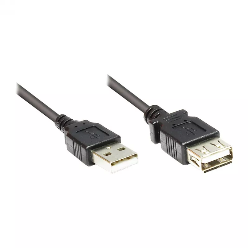 USB 2.0 ilgintuvas, A kištukas į A lizdą, juodas, 15 cm, Good Connections® (2511-OF01S)