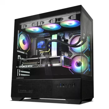 PC korpusas CHRONIX V2 Mid Tower ARGB ventiliatorius x3 juodas