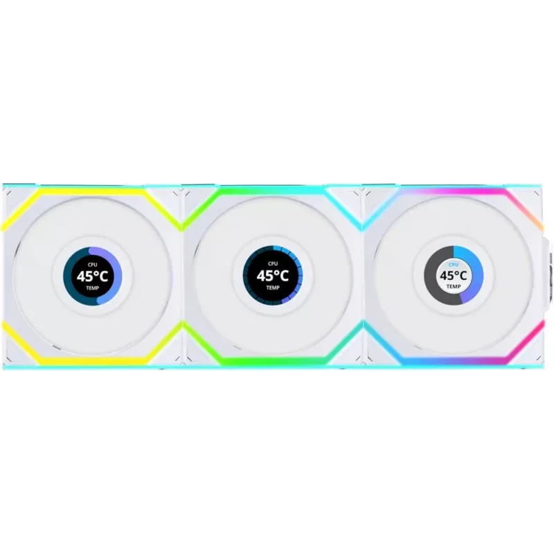 Lian Li UNI FAN SL Wireless LCD ARGB 120 mm baltas 3 vnt. rinkinys