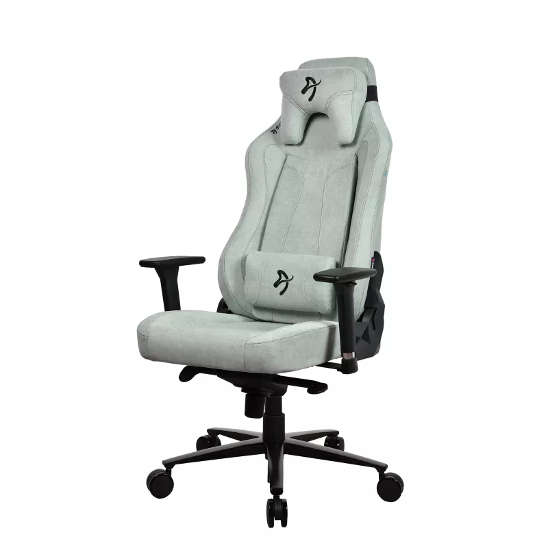 Žaidimų kėdė Arozzi Vernazza SoftFabric Pearl Green — ergonomiška žaidimų kėdė, minkštas audinys