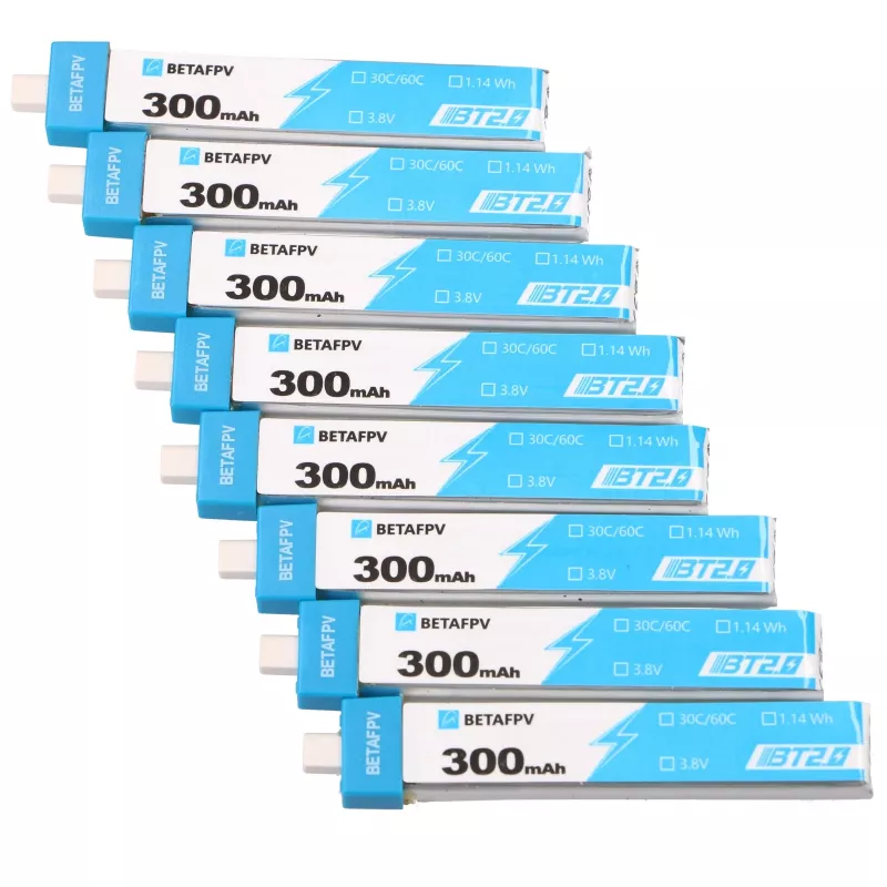 BetaFPV BT2.0 1S dronų baterijų rinkinys 300mAh 8 vnt., 3,8 V