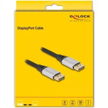DeLOCK DisplayPort laidas 16K 60 Hz 2 m sidabrinis metalinis