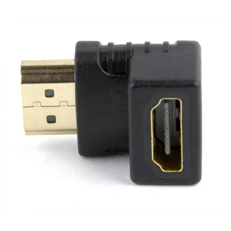 HDMI jungčių adapteris GEMBIRD A-HDMI90-FML, HDMI į HDMI, stačiakampis 90° adapteris, juodas
