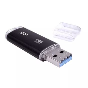 USB atmintinė Silicon Power Blaze B02 8 GB, USB 3.2 Gen 1 Type-A, juoda, dangtelio formos