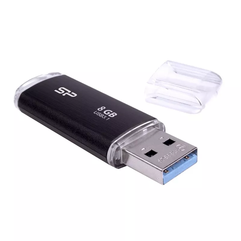 USB atmintinė Silicon Power Blaze B02 8 GB, USB 3.2 Gen 1 Type-A, juoda, dangtelio formos