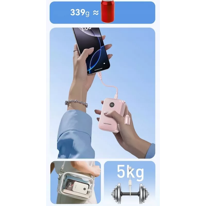 Išorinė baterija Vention FKBL0-C 20000 mAh, 2x USB-C + 1x USB-A, mėlyna