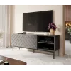AV/TV spintelė cama meble ABETO RTV ant juodo plieninio rėmo 150x42x60 cm grafitas/blizgus grafitas