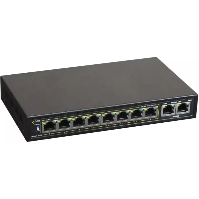 Tinklo komutatorius PULSAR S108 Fast Ethernet Power over Ethernet