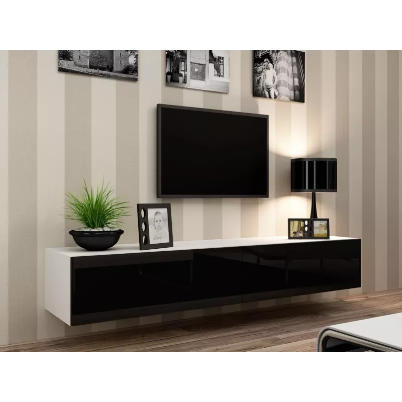 Cama svetainės baldų komplektas VIGO 22 baltas/juodas blizgus