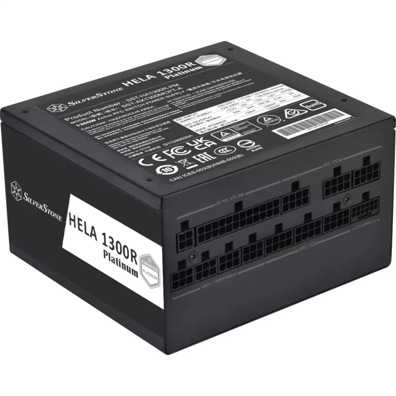 SST-HA1300R-PM 1300W, kompiuterio maitinimo šaltinis juodas, 9x PCIe, kabelių tvarkymas, 1300 vatų