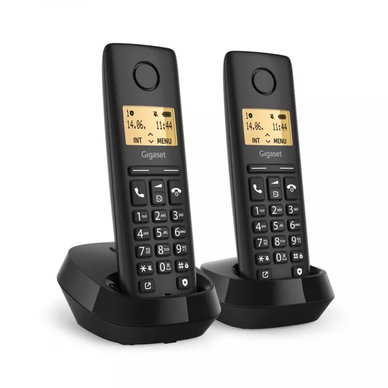 Belaidis telefonas Gigaset PURE 100 Duo su skambintojo ID, ECO DECT GAP, juodas