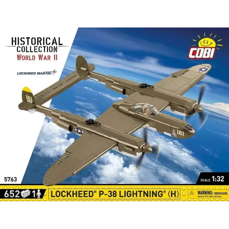 Cobi Building Blocks Lockheed P-38H Lightning rinkinys 5763 — mastelinis modelio rinkinys, kolekcinis lėktuvo modelis