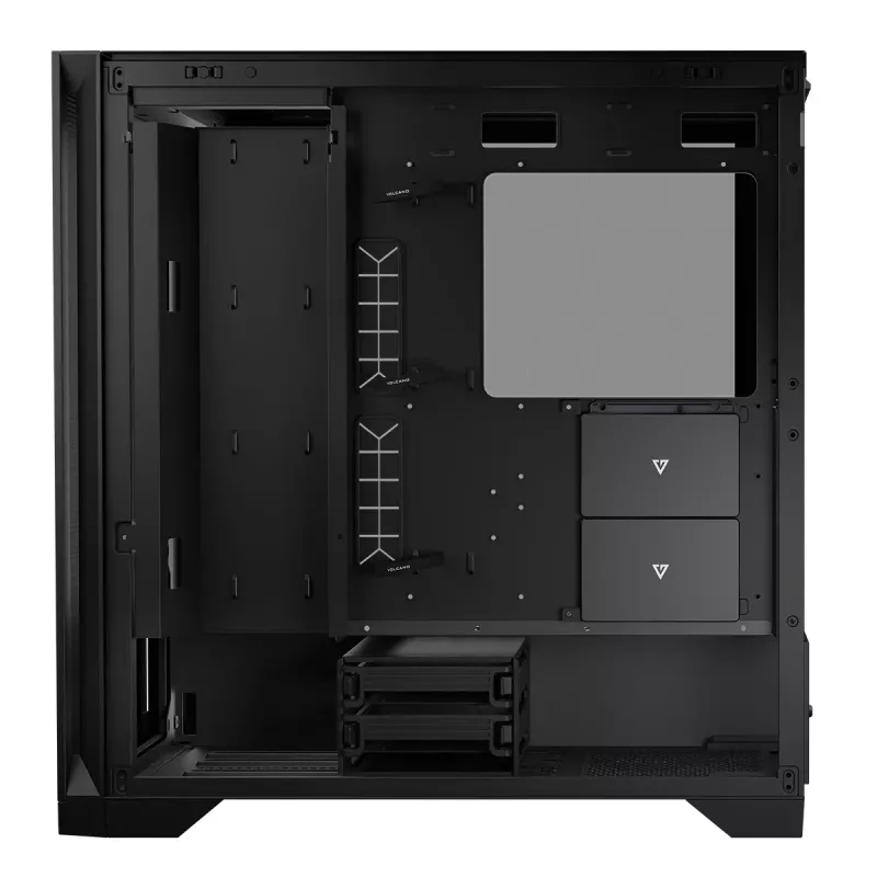 PC korpusas MODECOM VOLCANO EXPANSE S MIDI juodas — grūdintas stiklas, USB-C, palaiko micro ATX, GPU iki 430 mm