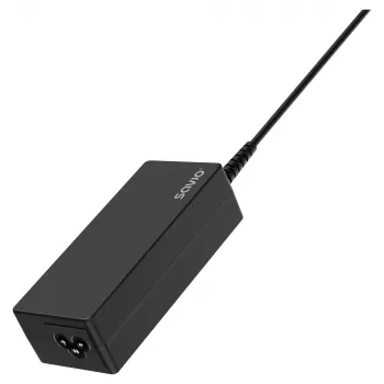 Vidinis kintamosios srovės įkroviklis SAVIO ZA-01, 65W USB‑C PD 3.0, 100–240V įvestis, vienas prievadas, juodas